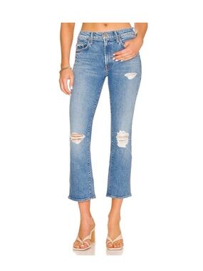 Mother Jean Blue Denim The Insider Ankle Bloom And Doom Distressed Women’s 29”